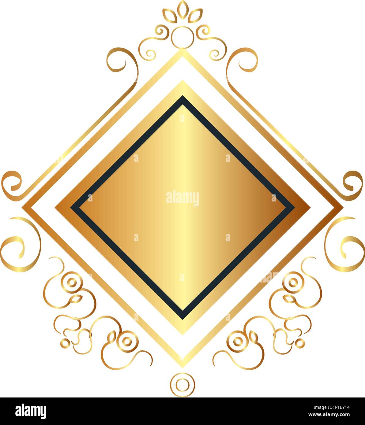 elegant rhombus golden frame Stock Vector Image & Art - Alamy
