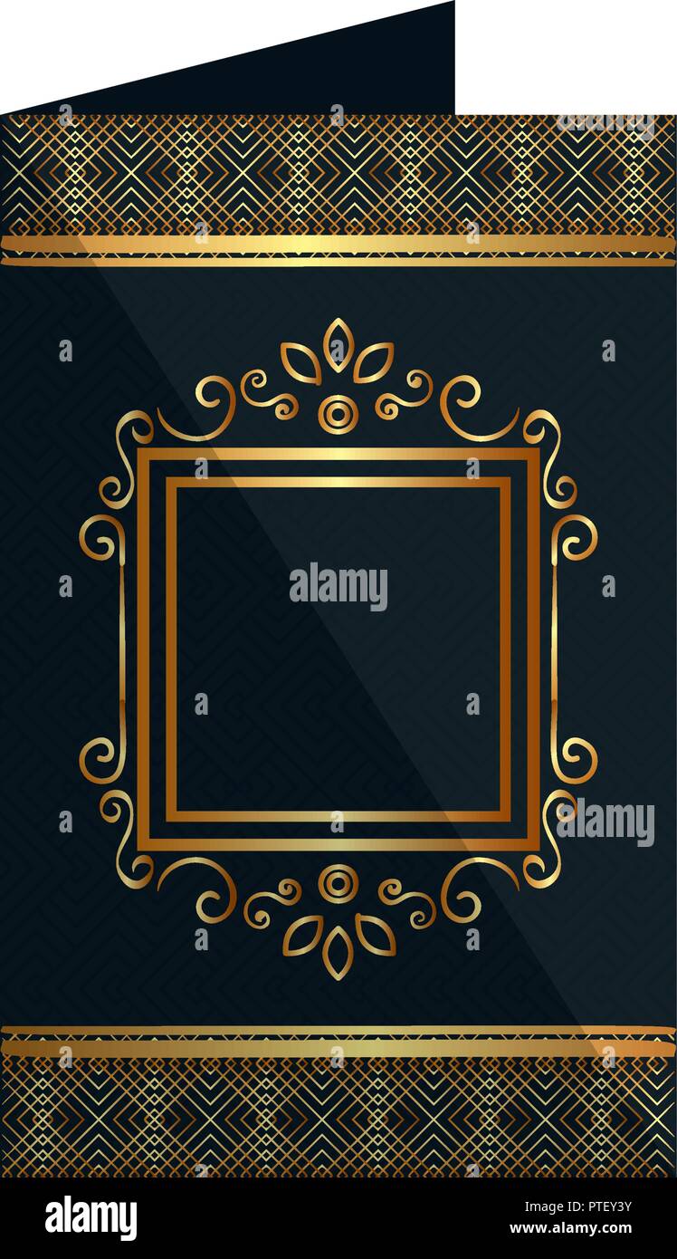 card with elegant square golden frame Stock Vector Image & Art - Alamy