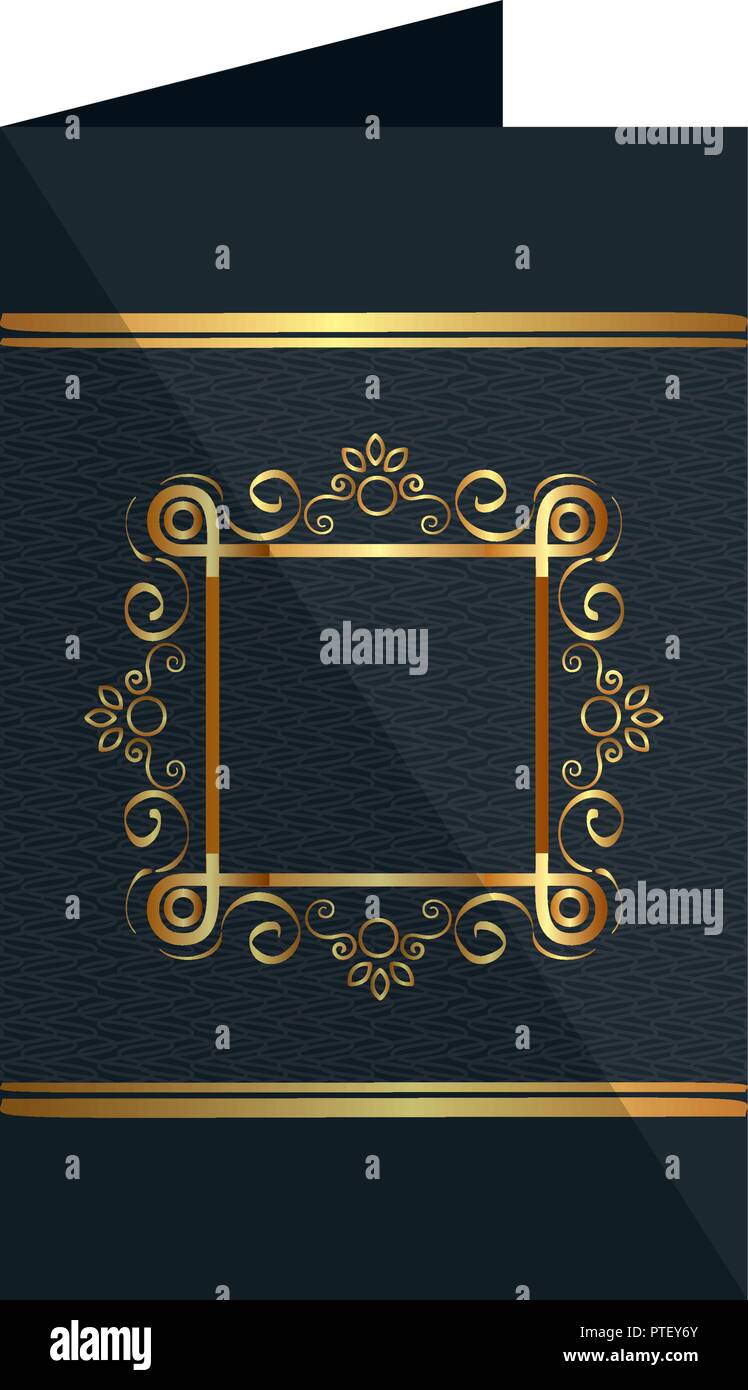 card with elegant square golden frame Stock Vector Image & Art - Alamy
