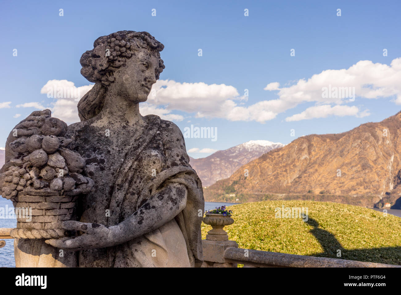 Lecco, Italy-April 1, 2018: Statue at famous Villa Del Balbianello at Lecco, Lombardy Stock Photo