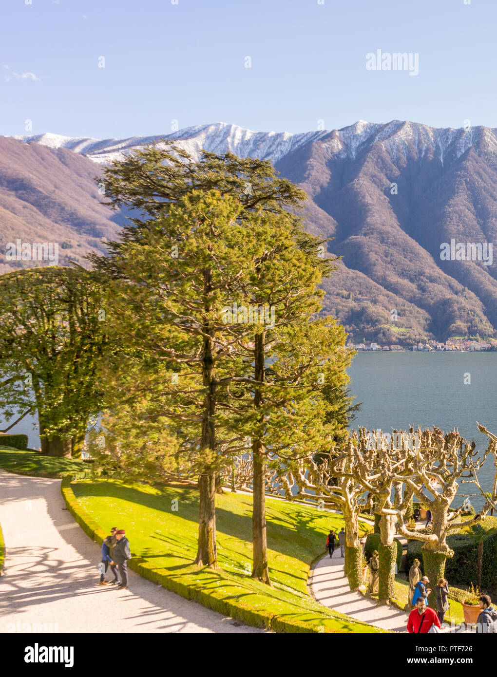 Lecco, Italy-April 1, 2018: Garden at famous Villa Del Balbianello at Lecco, Lombardy Stock Photo