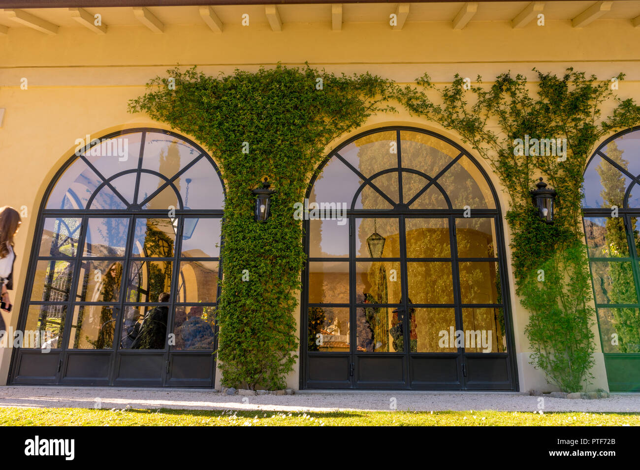 Lecco, Italy-April 1, 2018: Windows at famous Villa Del Balbianello at Lecco, Lombardy Stock Photo