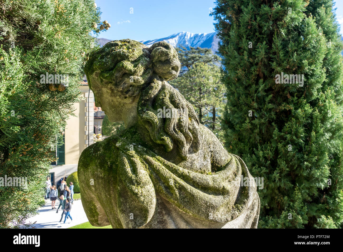 Lecco, Italy-April 1, 2018: Statue at famous Villa Del Balbianello at Lecco, Lombardy Stock Photo