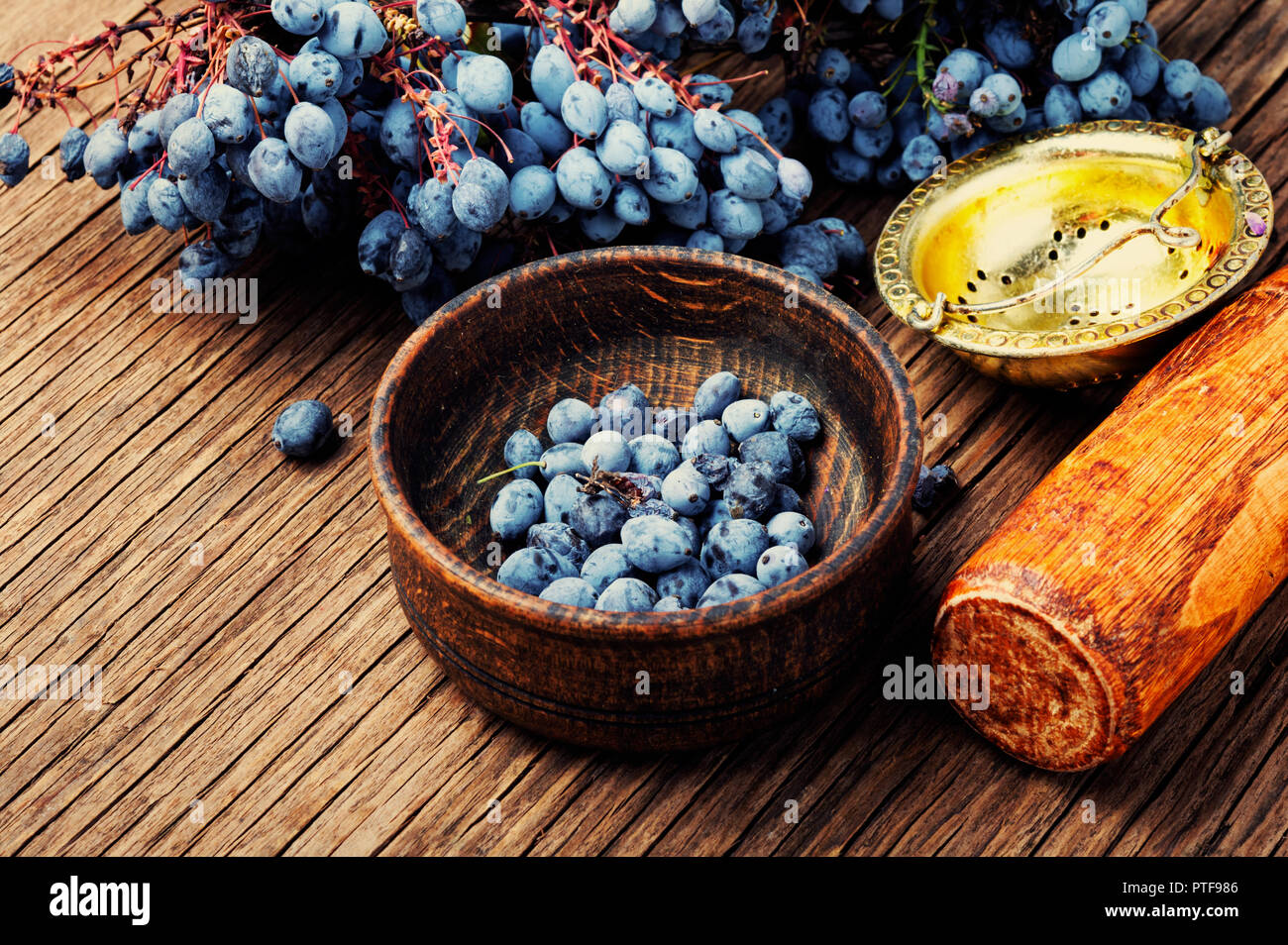 Healing fresh berries in herbal medicine.Health diet.Herbalism Stock Photo