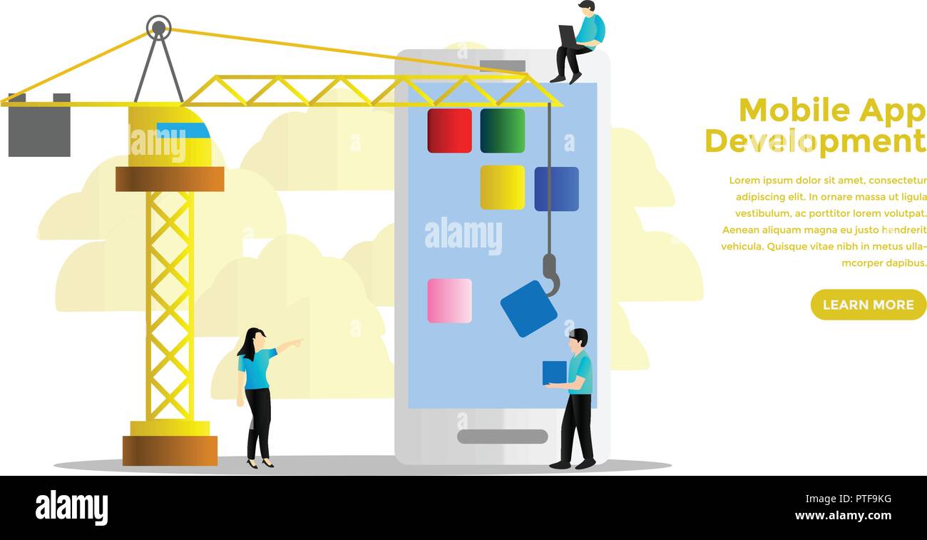 Mobile App Development Concept Ready To Use Vector Illustration