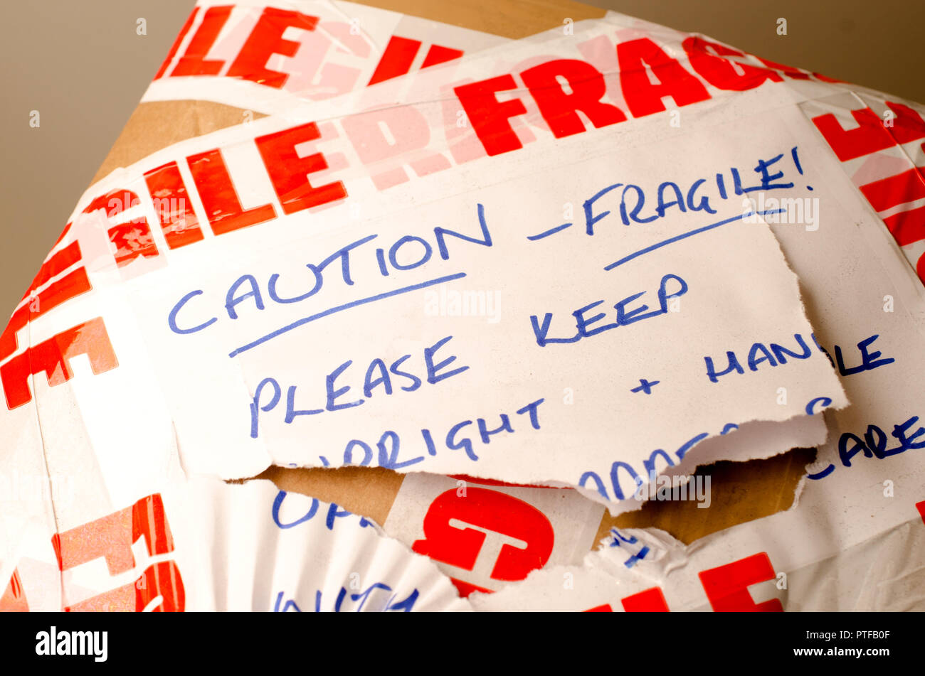 Parcel with fragile sticker Stock Photo
