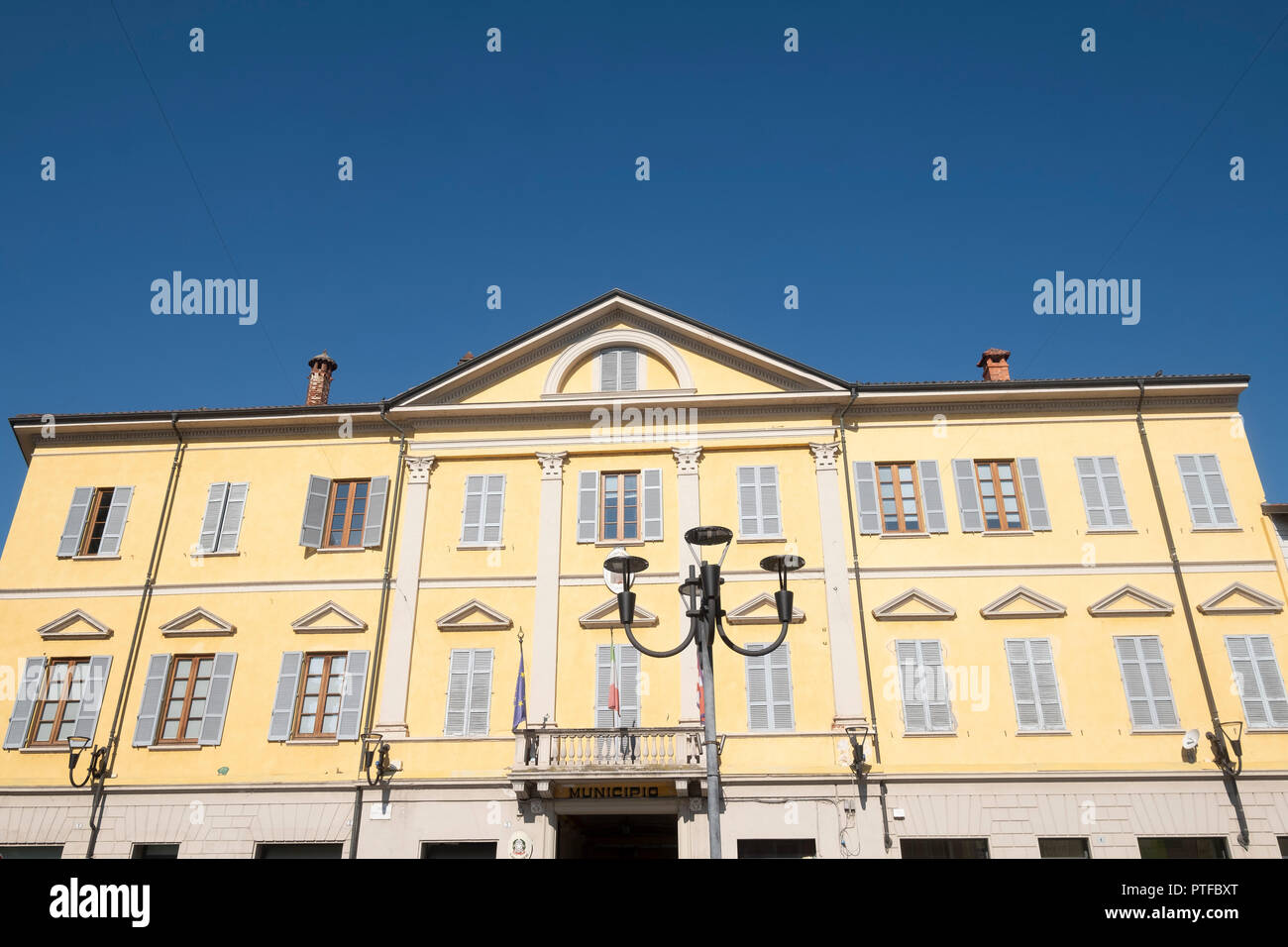 Carpignano Sesia, Novara, Piedmont, Italy: facade of historic palace Stock Photo