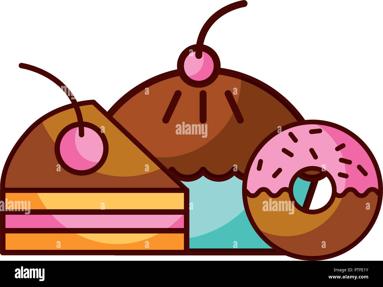 donut cake and piece pastry food dessert bakery Stock Vector Image ...