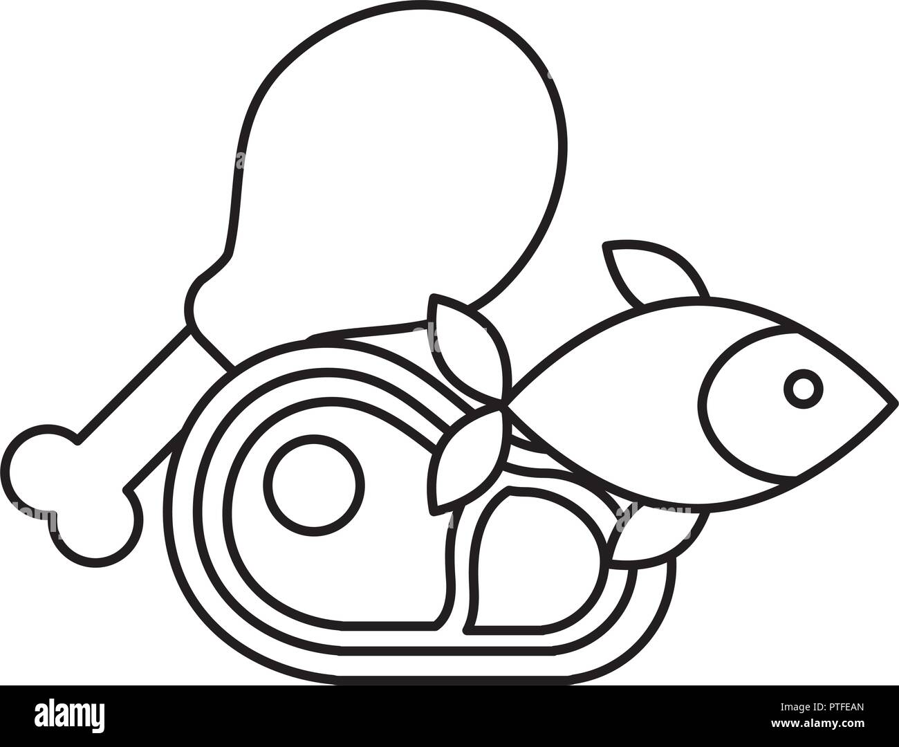 fish meat and chicken products supermarket Stock Vector Image & Art - Alamy