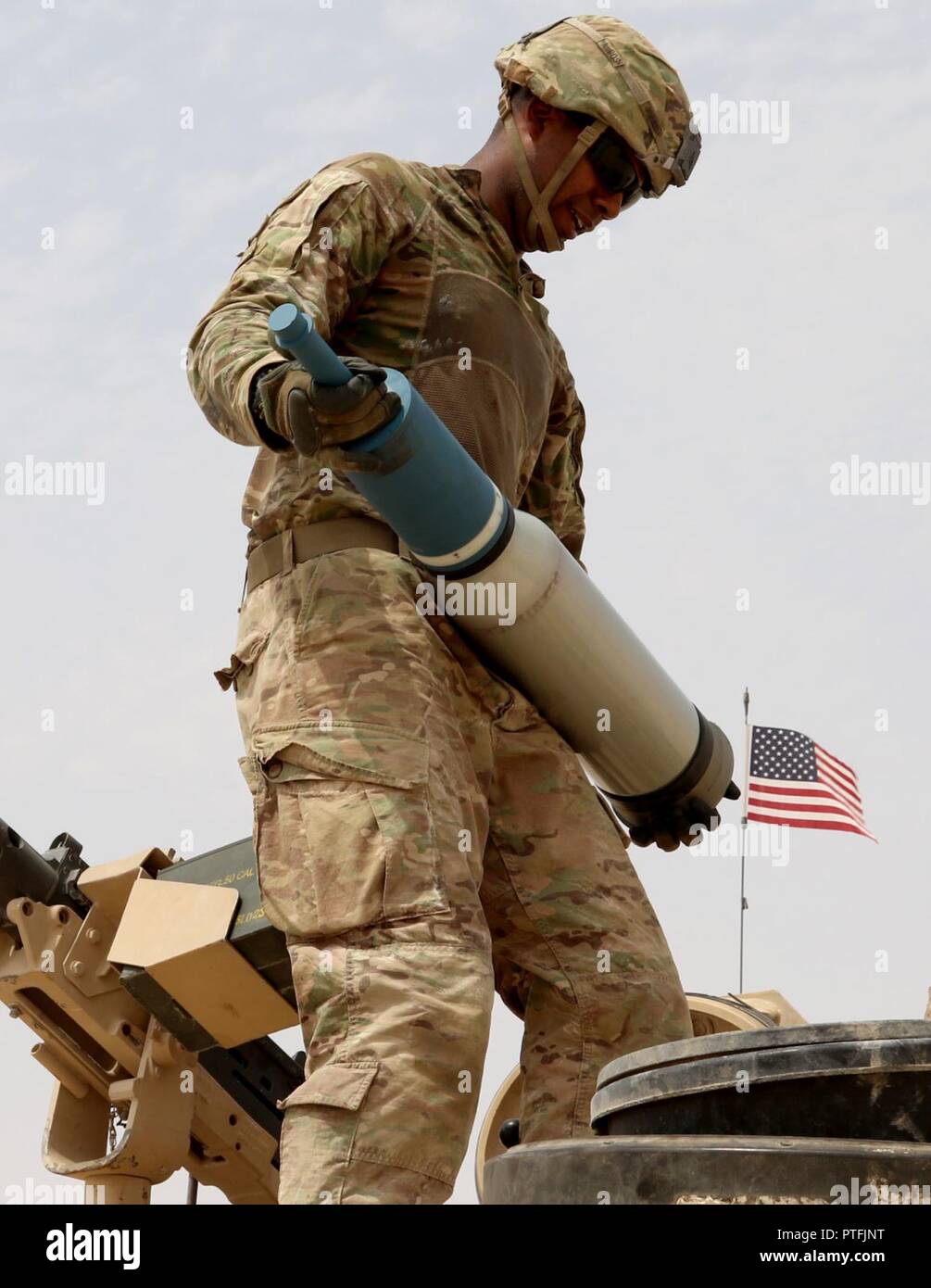 Sgt Jaron Jones Assigned To Blue Platoon To B Co Battle 3rd Battalion 8th Cavalry Regiment 3rd Armored Brigade Combat Team 1st Cavalry Division Loads A 1 Mm High Explosive Anti Tank Heat Training