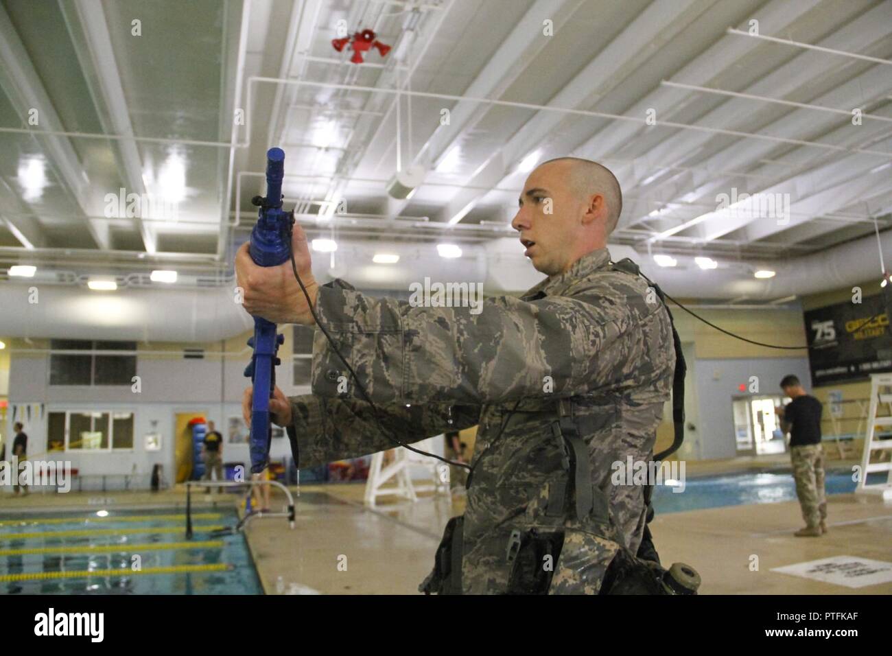 Ranger School hopefuls started the Ranger Assessment Course early July 10, 2017 with the Ranger Physical Assessment and the Combat Water Survival Assessment at the Aquatics Training Center at Fort Bliss, Texas. U.S. Army Stock Photo