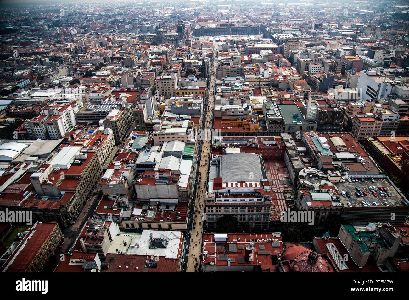 high angle view of the Historic Center of Mexico City. Madero Street, Calle Madero(Photo: Luis Gutierrez / NortePhoto.com) vista de angulo alto del centro Historico de la Ciudad de Mexico. (Foto: Luis Gutierrez / NortePhoto.com) Stock Photo