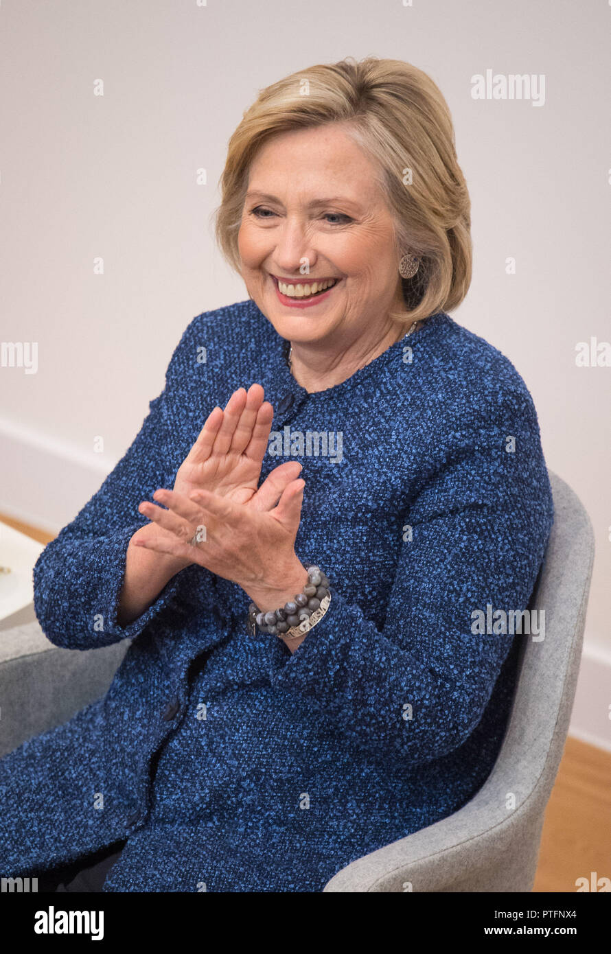 Hillary Clinton delivers her keynote speech at the Bonavero Institue of Human Rights, at Oxford University's Mansfield College, as part of a series of events to honour the 70th anniversary of the Universal Declaration of Human Rights. Stock Photo