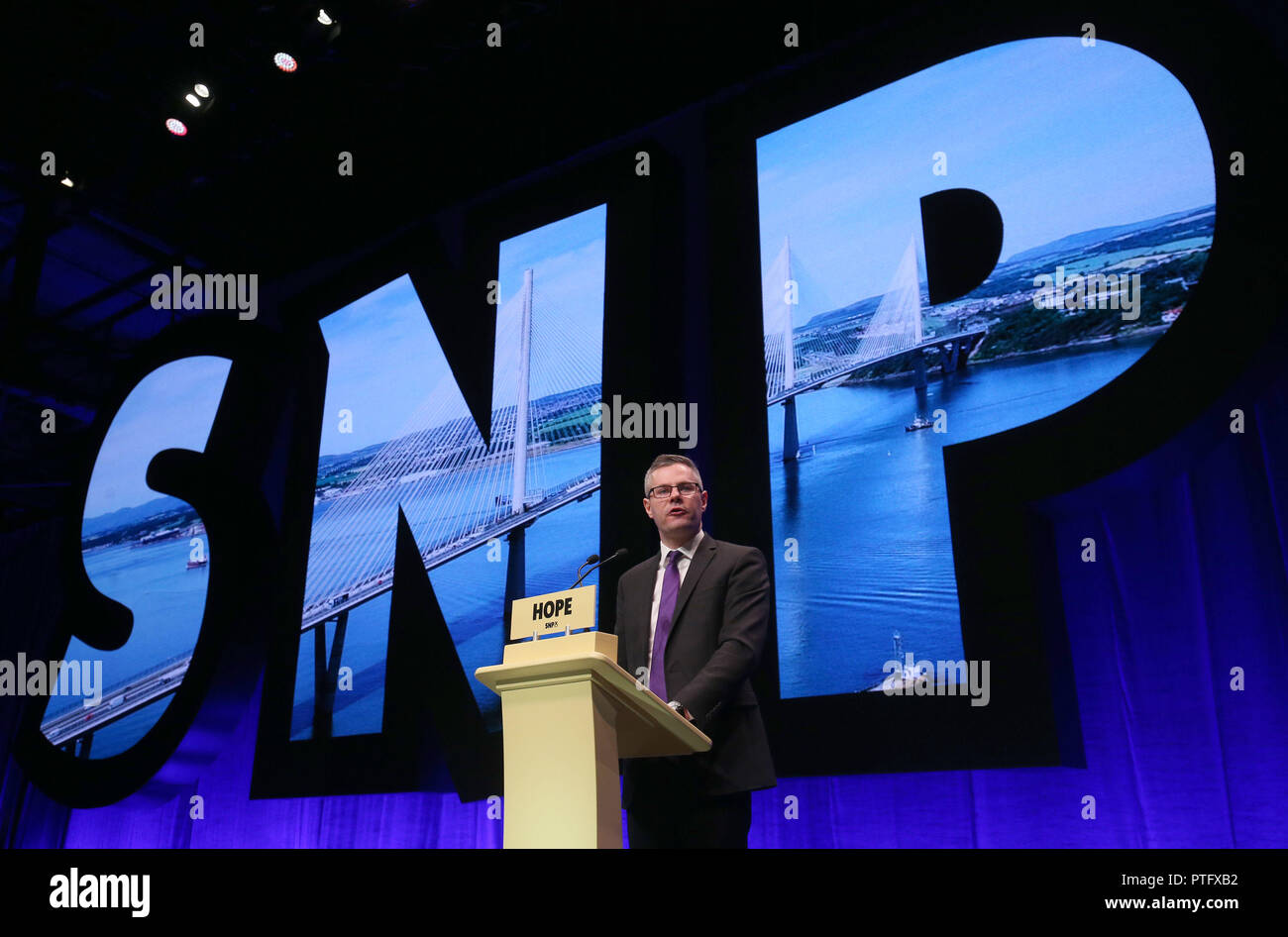 Cabinet Secretary for Finance, Economy and Fair Work Derek Mackay on day three of the SNP autumn conference at the SEC, Glasgow. Stock Photo