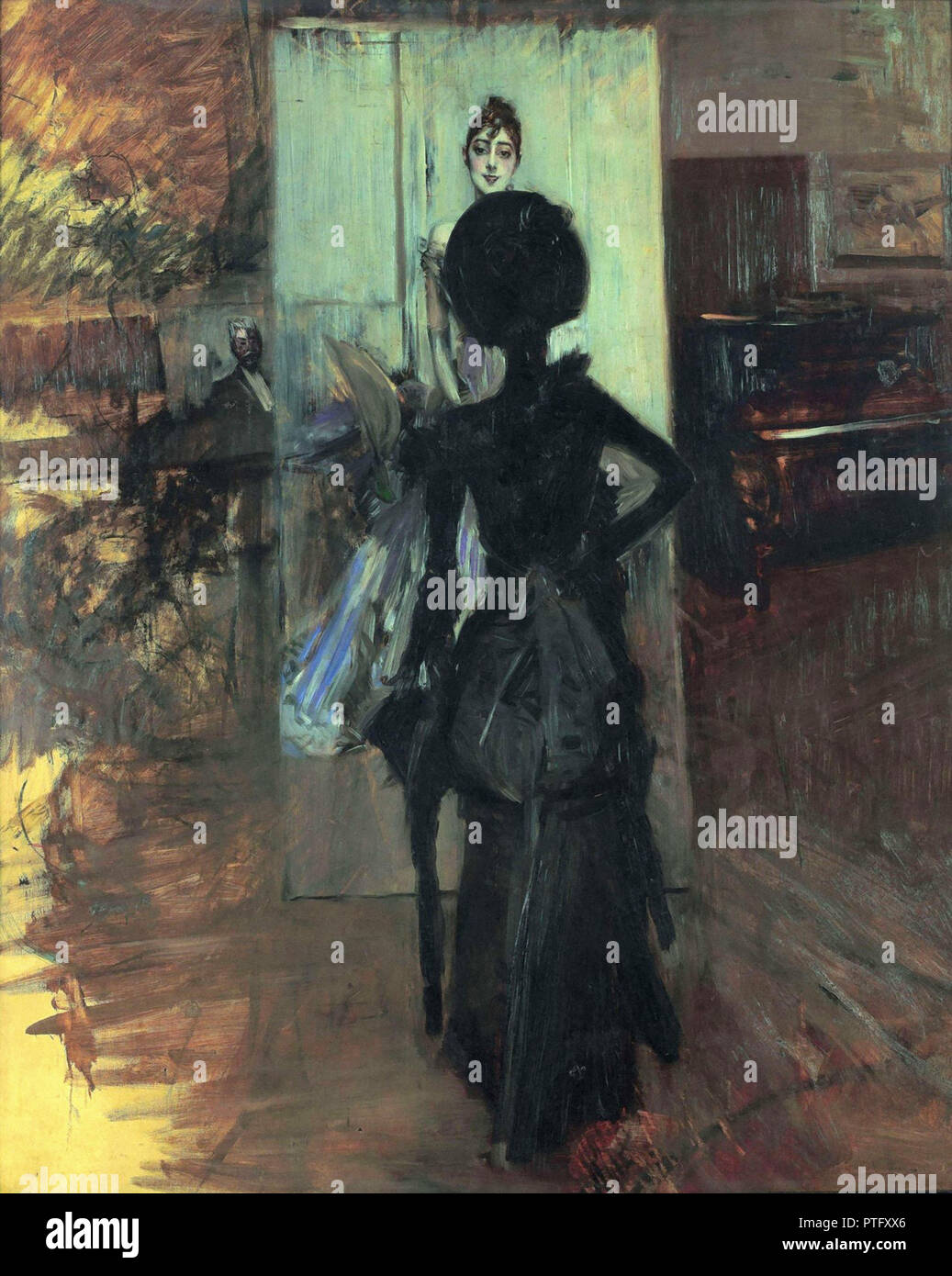 Reproduction Tableau Giovanni Boldini "Nudo Di Donna" Sur Toile - Peinture à Effet Relief, Fait Main En Italie