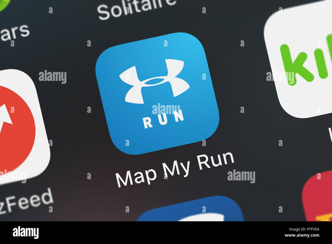 London, United Kingdom - October 09, 2018: Close-up shot of Under Armour,  Inc.'s popular app Map My Run by Under Armour Stock Photo - Alamy