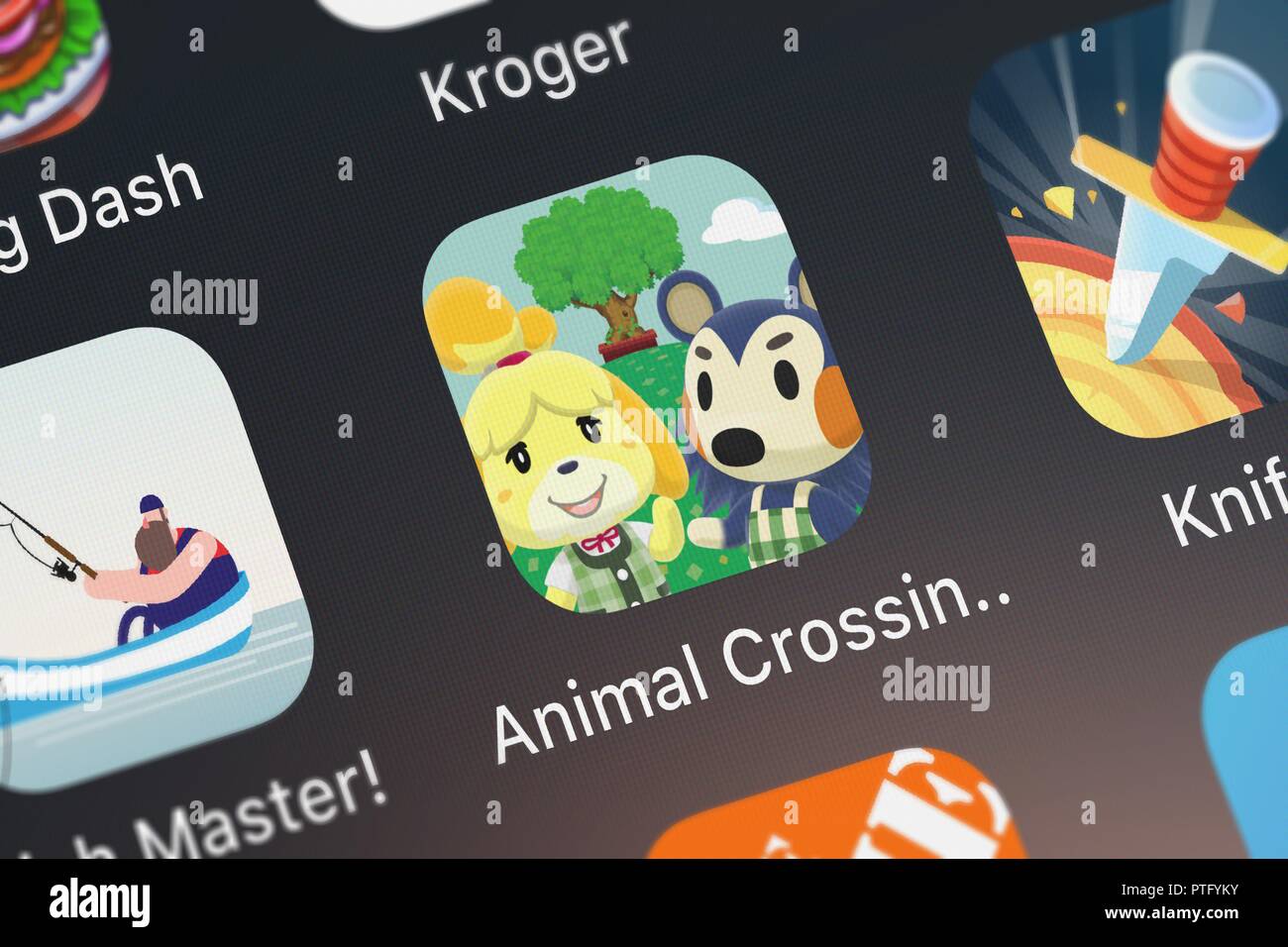 London, United Kingdom - October 09, 2018: Close-up shot of the Animal  Crossing: Pocket Camp application icon from Nintendo Co., Ltd. on an iPhone  Stock Photo - Alamy