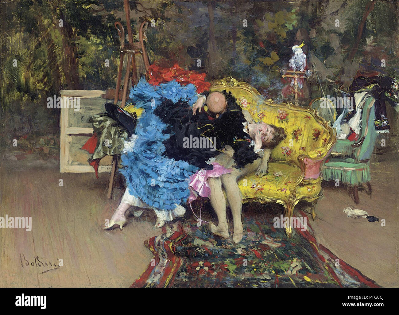 Boldini  Giovanni - the Model and the Mannequin (Berthe in the Studio) Stock Photo