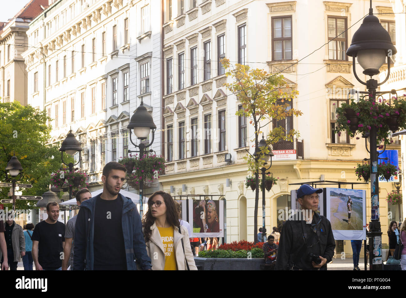 People strolling along the pedestrian Knez Mihailova street in Belgrade, Serbia. Stock Photo