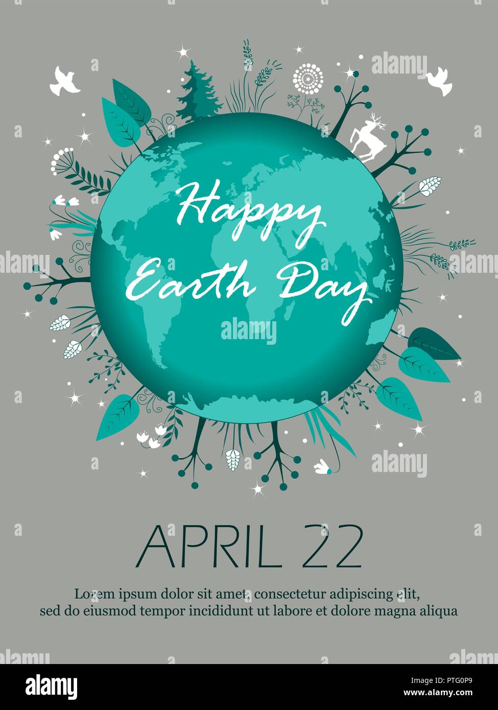 April 22 banner. Happy Earth Day card design. Vector illustration Stock ...