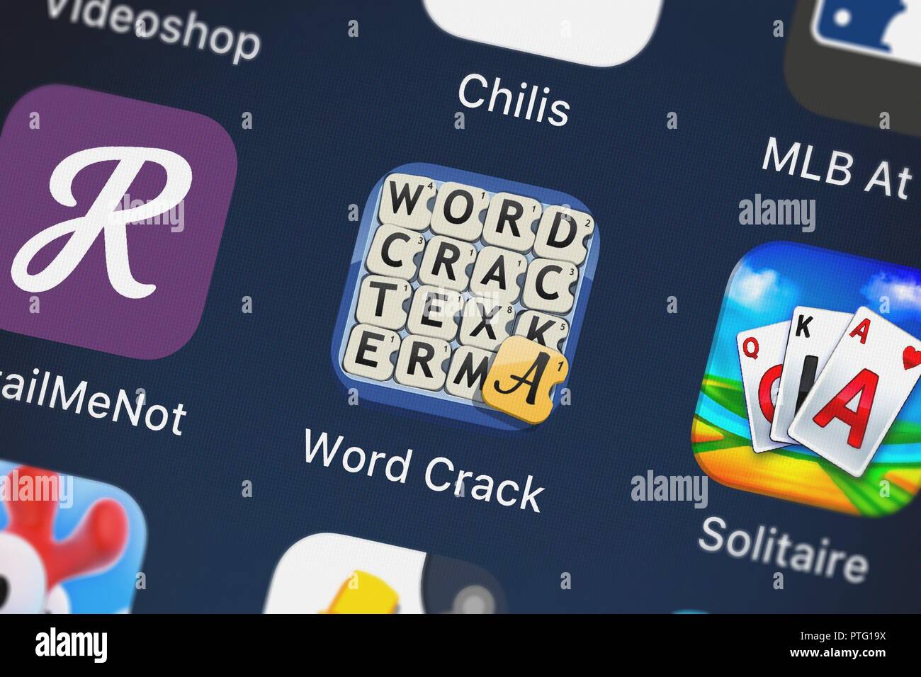 London, United Kingdom - October 09, 2018: Screenshot of Etermax's mobile app Word Crack™. Stock Photo