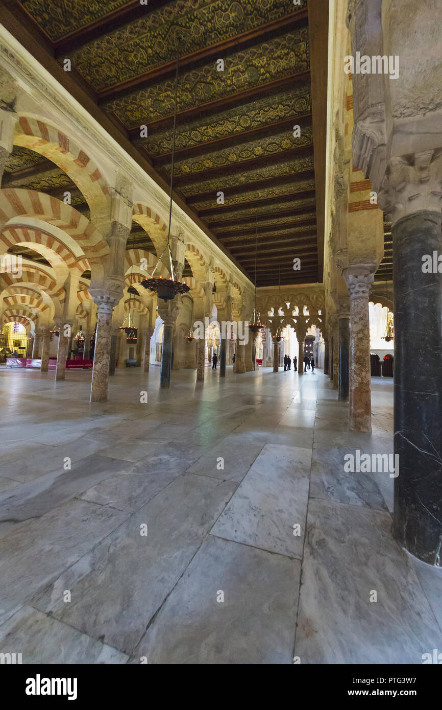Cordoba, Cordoba Province, Andalusia, southern Spain.  Interior of La Mezquita, or Great Mosque.  The Historical Centre of Cordoba is a UNESCO World H Stock Photo