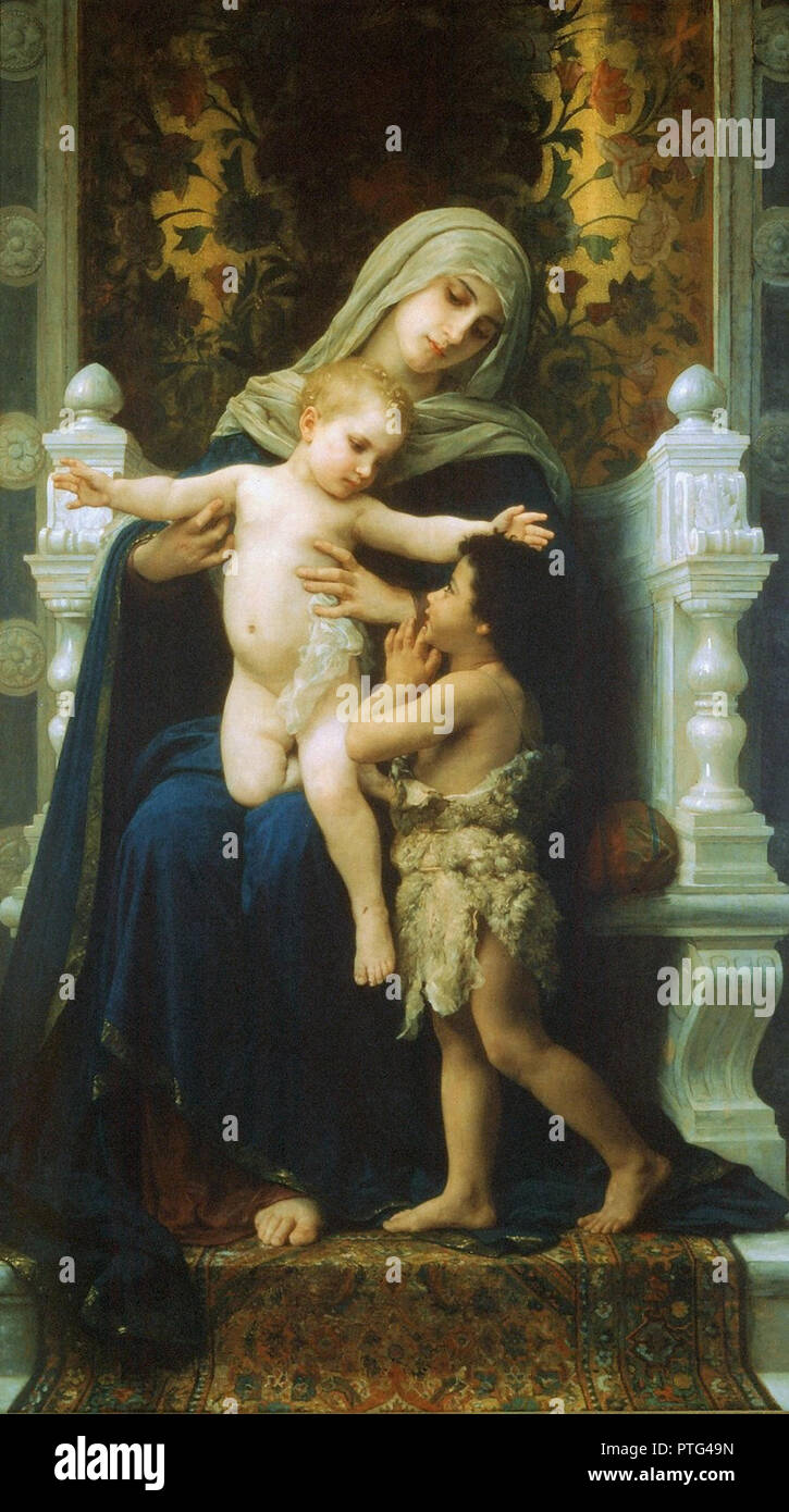 Bouguereau  William - La Vierge  L'enfant Jesus Et Saint Jean Baptiste 2 Stock Photo