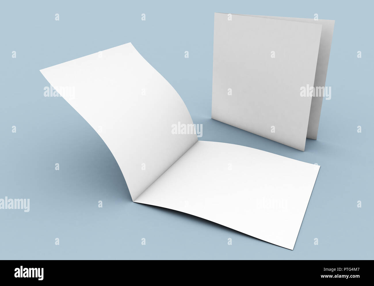 square brochure bifold mockup 3d rendering Stock Photo