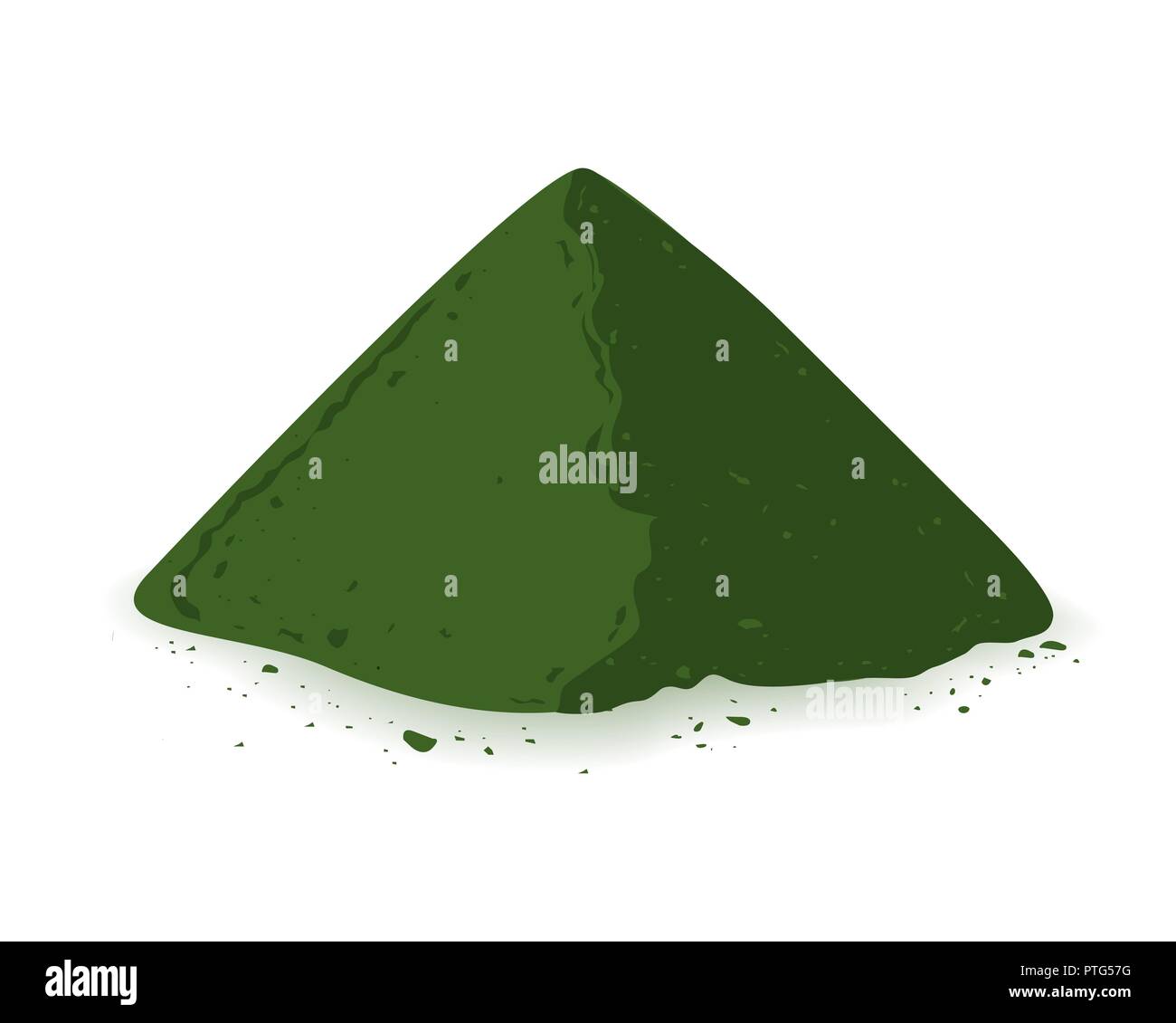 Spirulina, chlorophyll, or chlorella powder and tablets isolated on