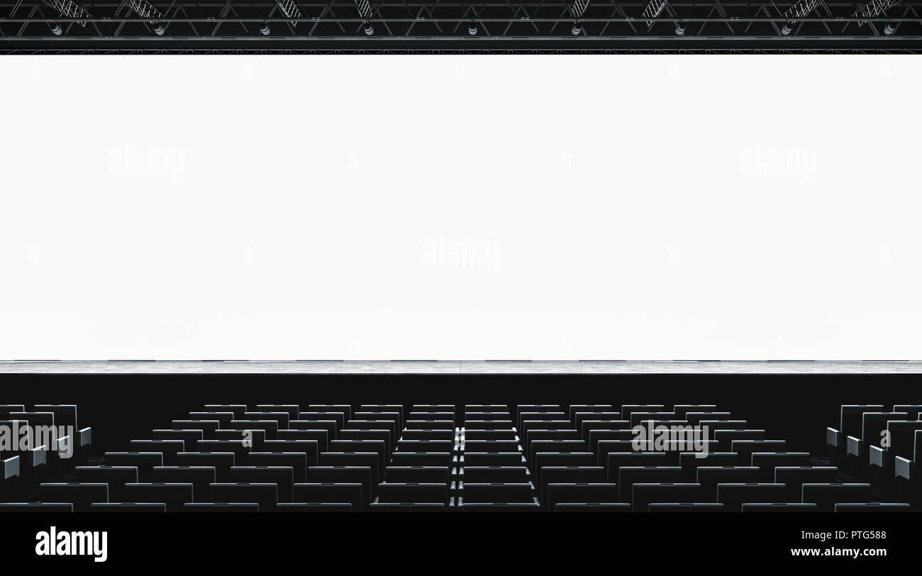 Download Blank White Large Screen In Presentation Hall Mockup Front View 3d Rendering Empty Display For Cimena Or Business Conference Mock Up Scene For Eve Stock Photo Alamy