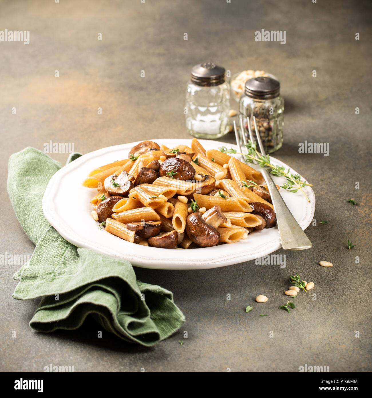 Homemade whole grain pasta penne Stock Photo Alamy