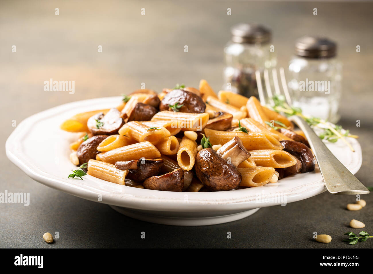 Homemade whole grain pasta penne Stock Photo Alamy