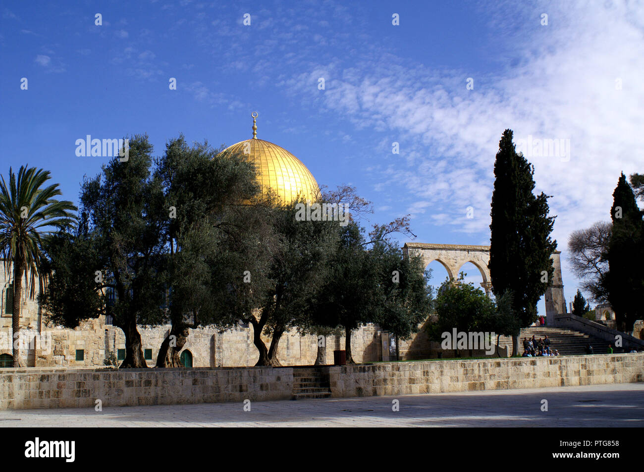 Dome of the Rock Trees Jerusalem Historic Religious Moslem Stock Photo