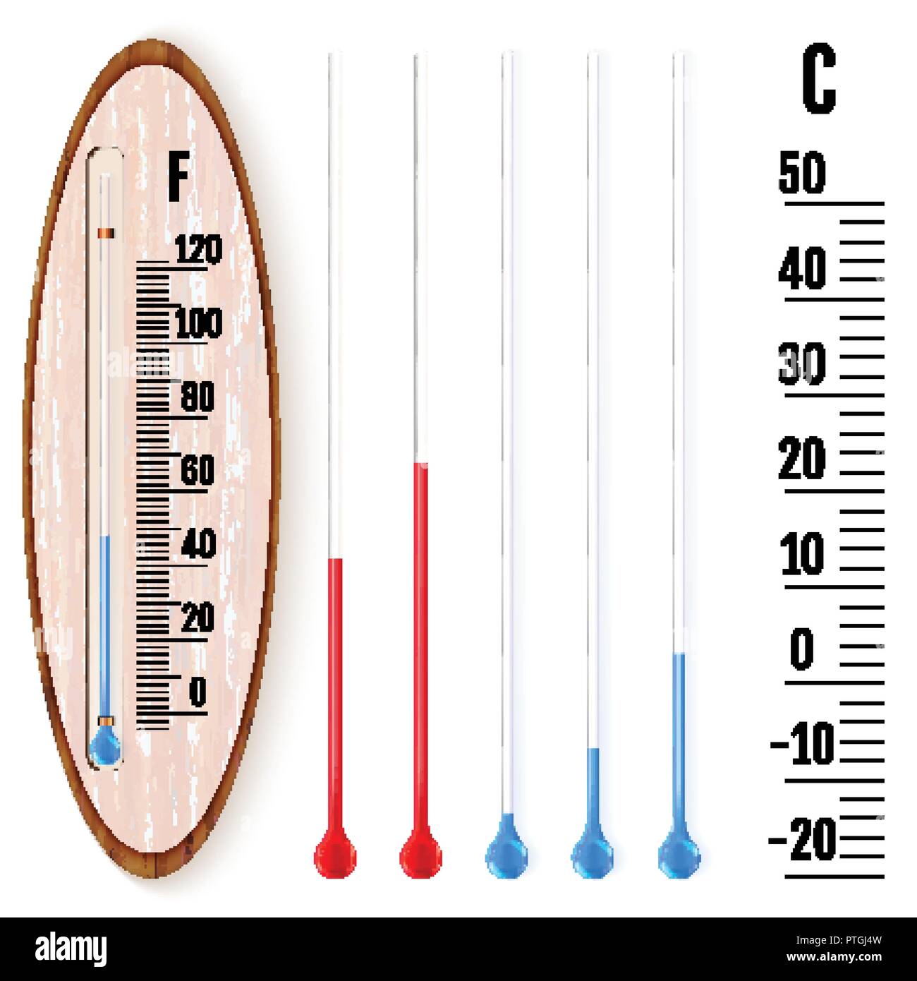 Realistic liquid thermometer with fahrenheit Vector Image