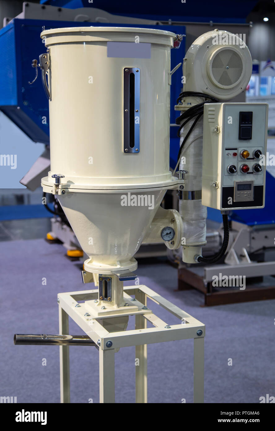 Plastic hopper dryer for industrial plastic injection macine Stock