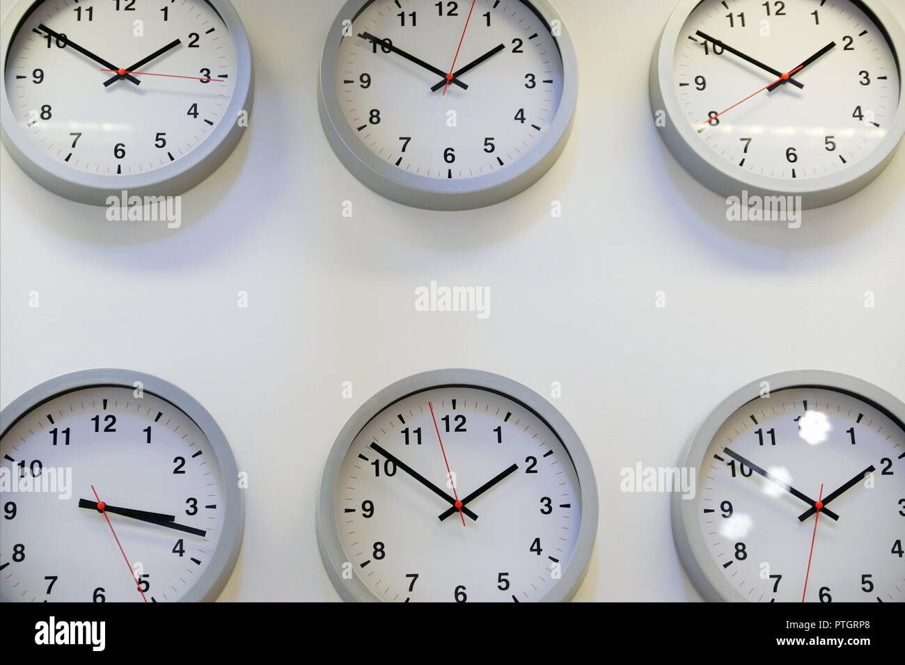 Clock on the wall, the symbol of Greenwich mean time. Design of