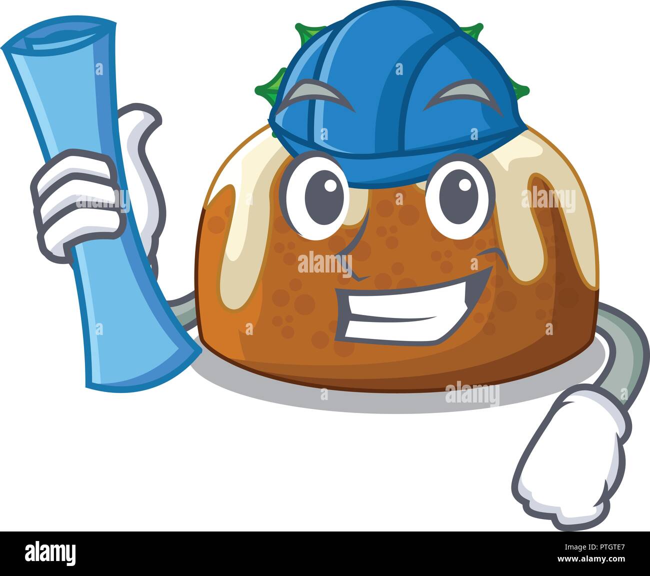Architect cartoon homemade christmas pudding with holly Stock Vector ...