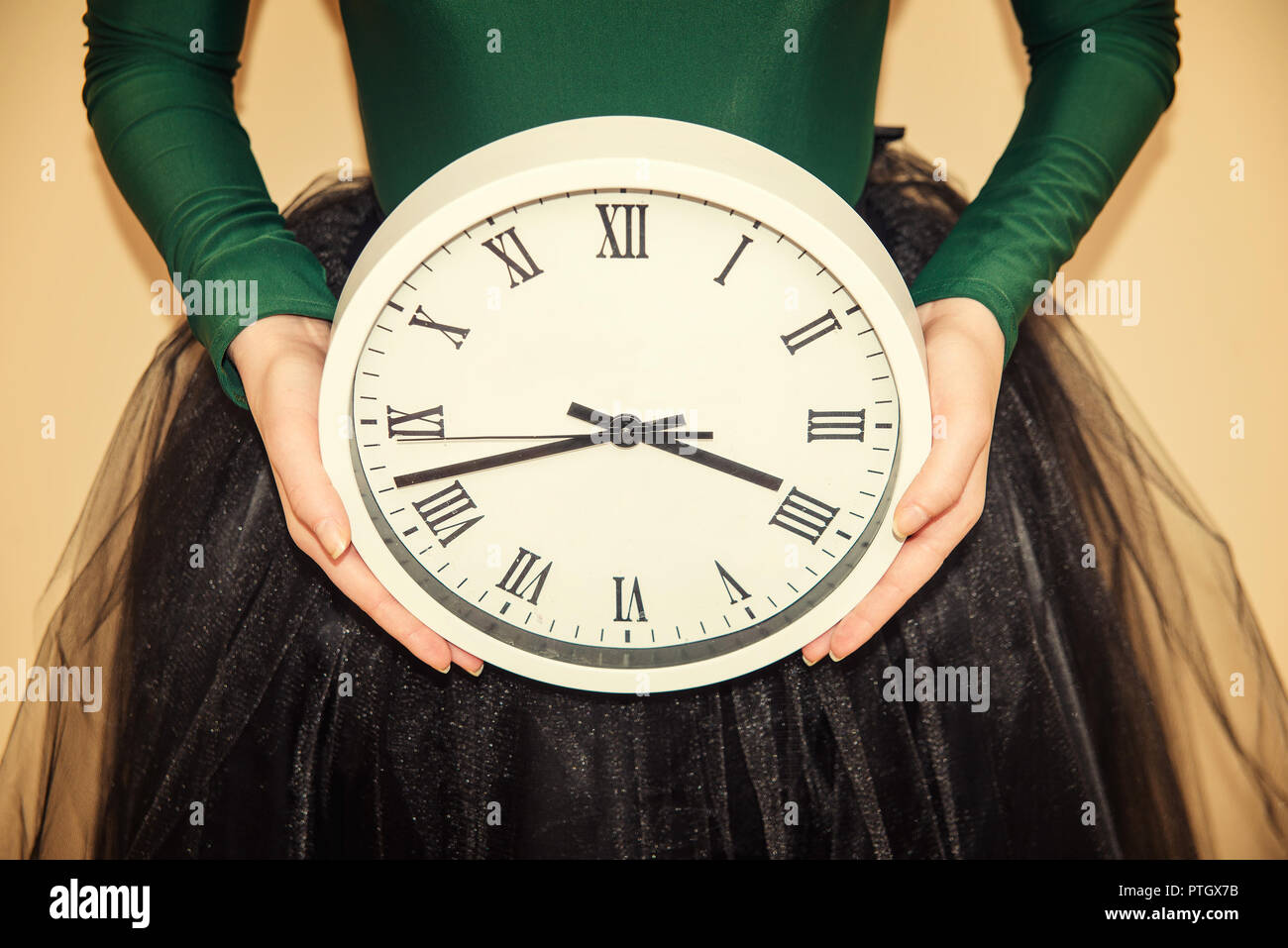 clock in hands Stock Photo Alamy