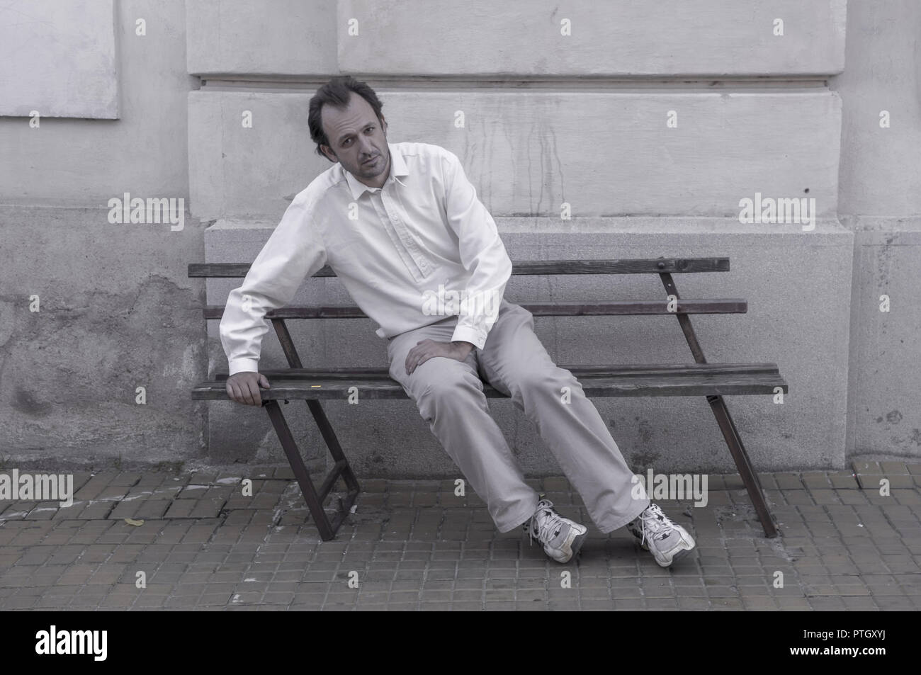 Man On Sloping Bench Model Released Stock Photo 221648550 Alamy