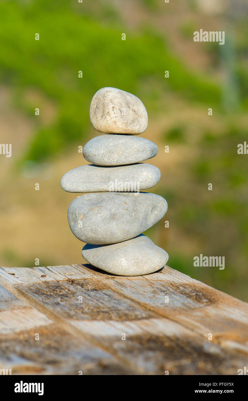 Man Made Structure Of Zen Stones Balancing In Mountains Stock Photo Alamy