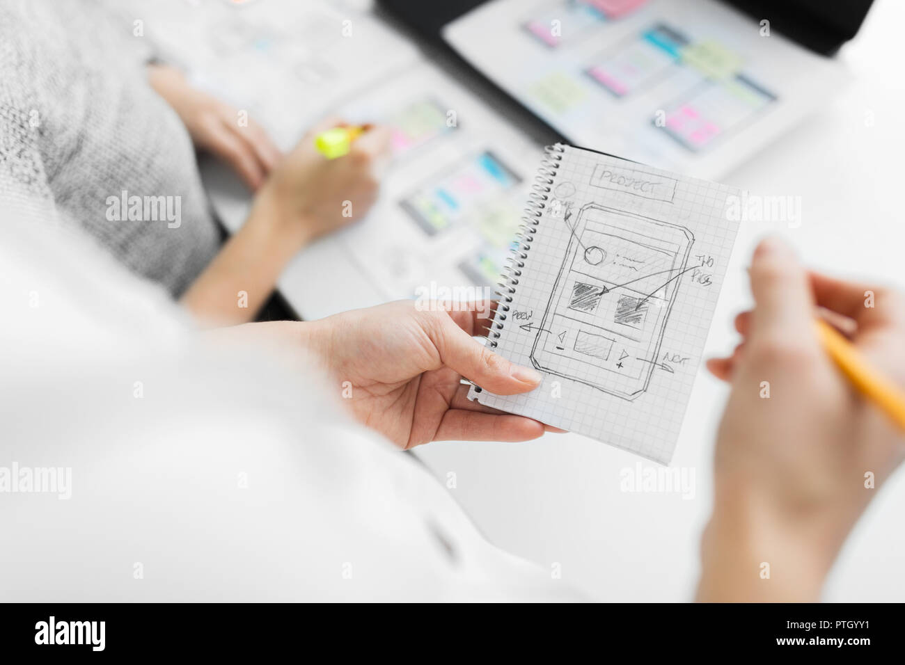 web designers working on user interface project Stock Photo