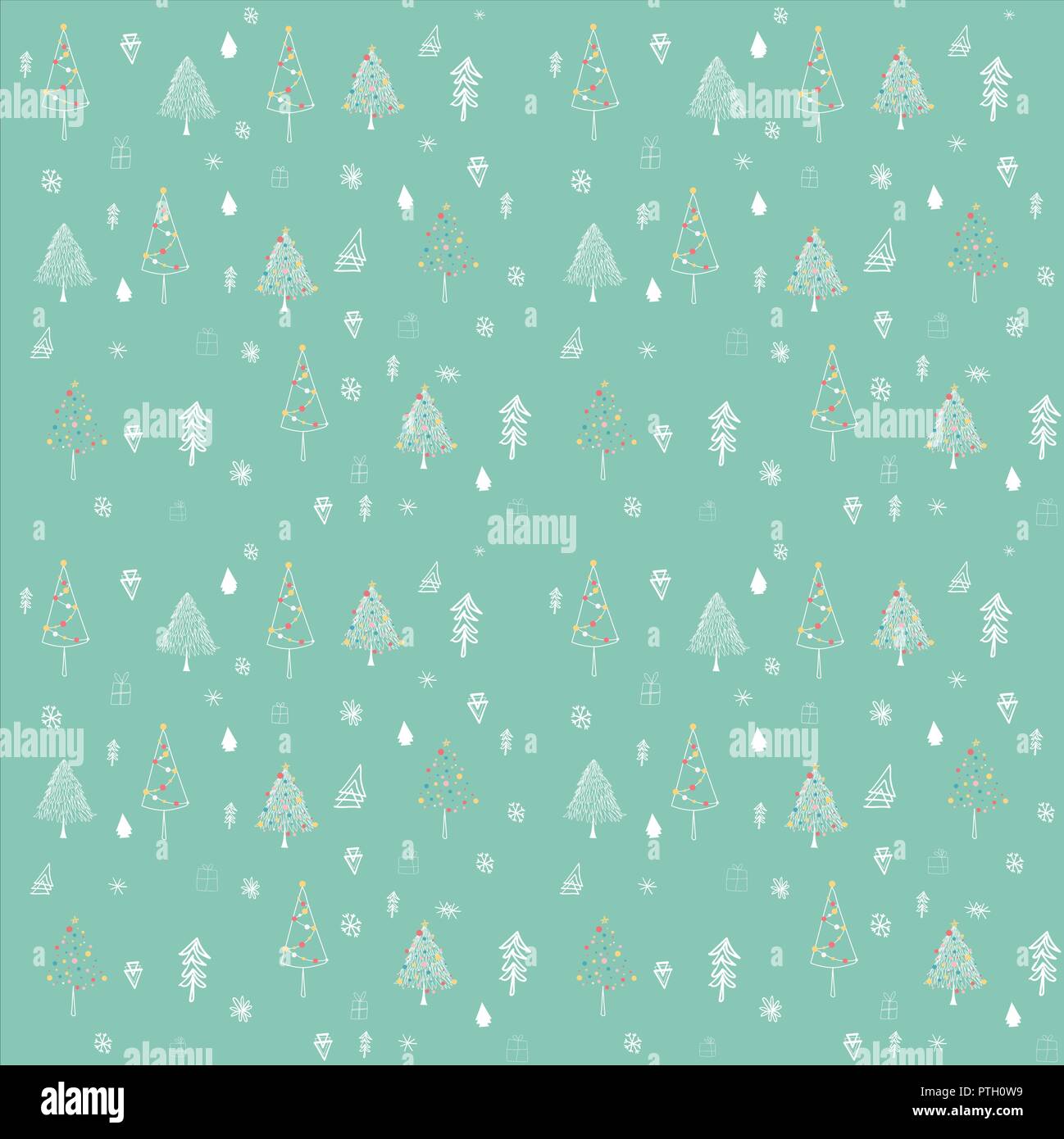 Christmas tree outline seamless pattern Stock Vector