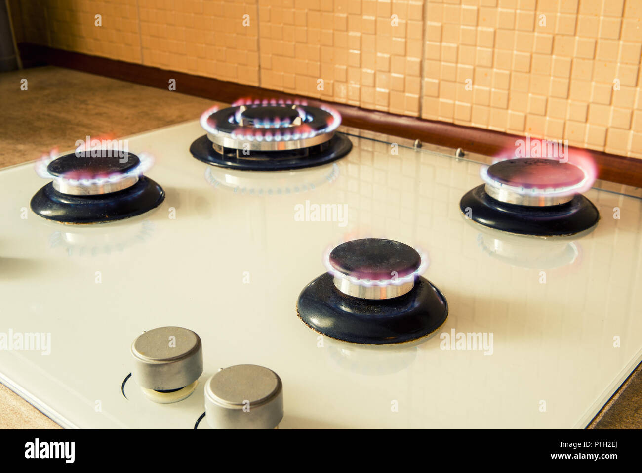 gas burning blue flame Stock Photo Alamy