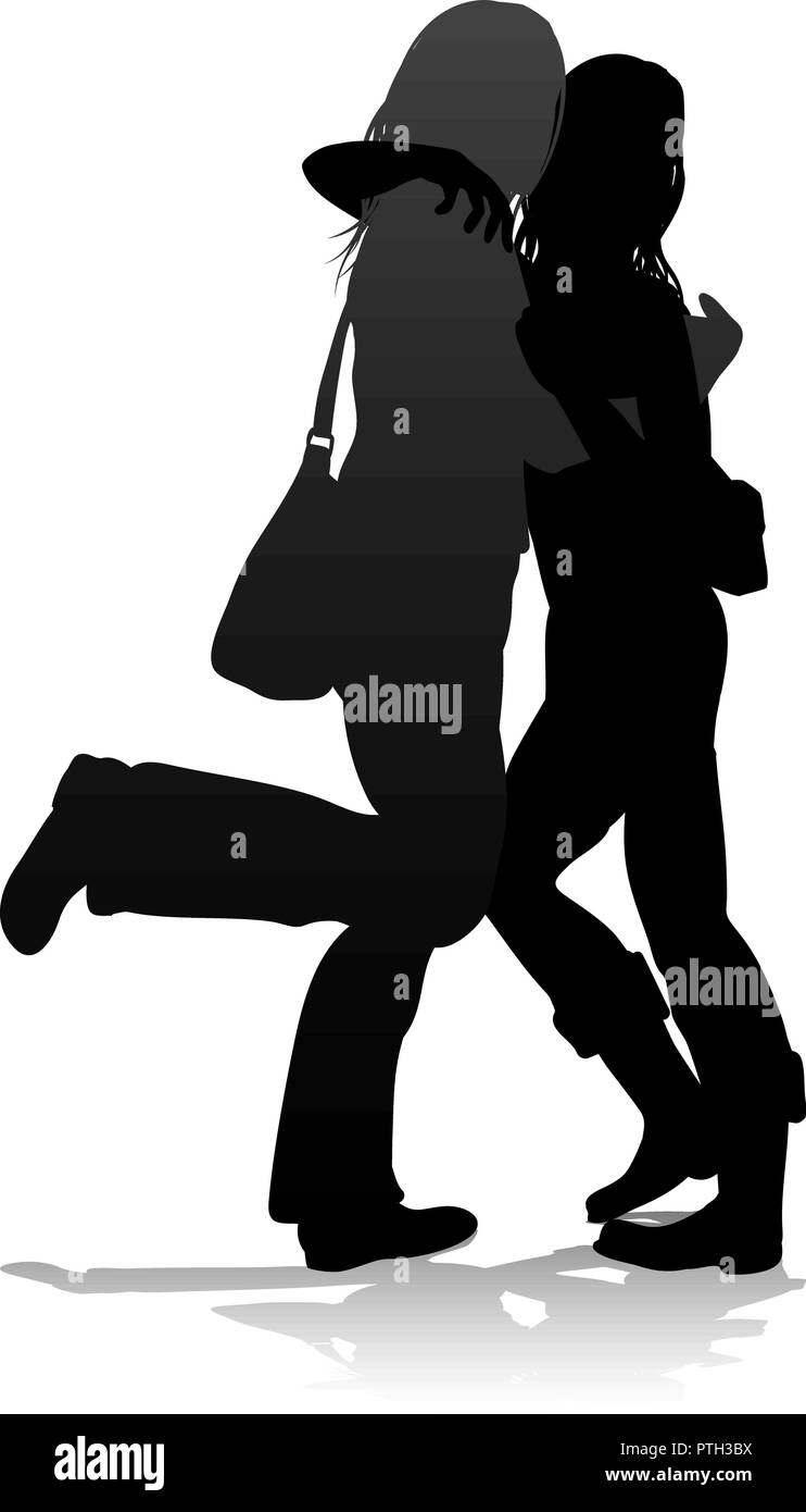 Young Friends Silhouette Stock Vector