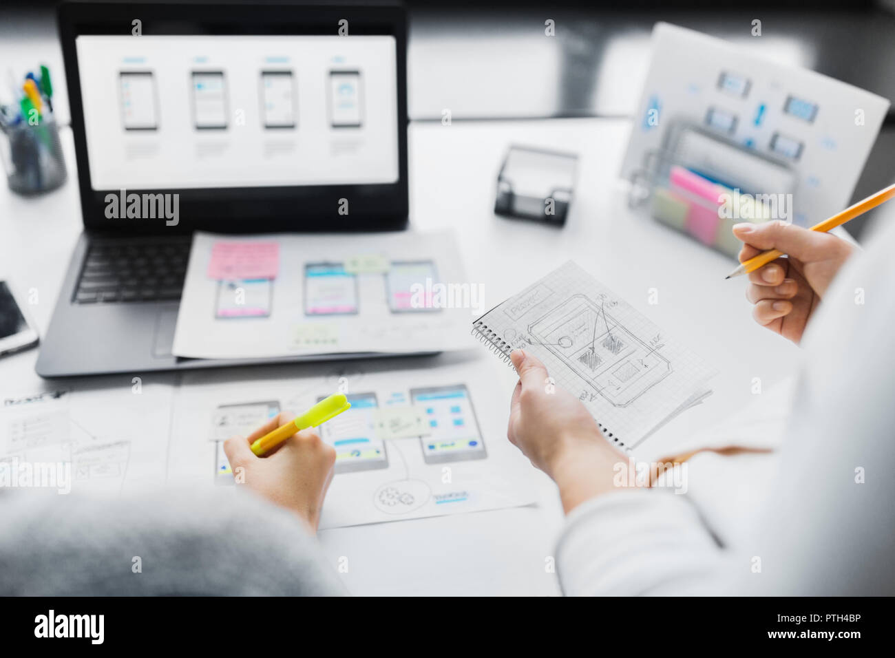 web designers working on user interface project Stock Photo