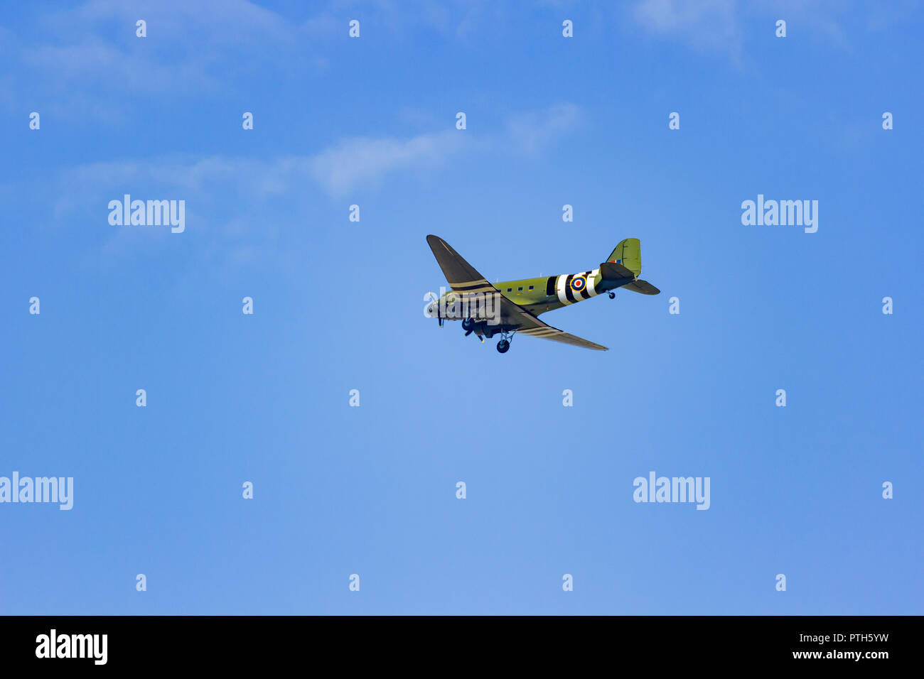 Dakota, douglas c-47, flying back from a display at the Bournemouth Air Show 2018, Dorset, UK Stock Photo