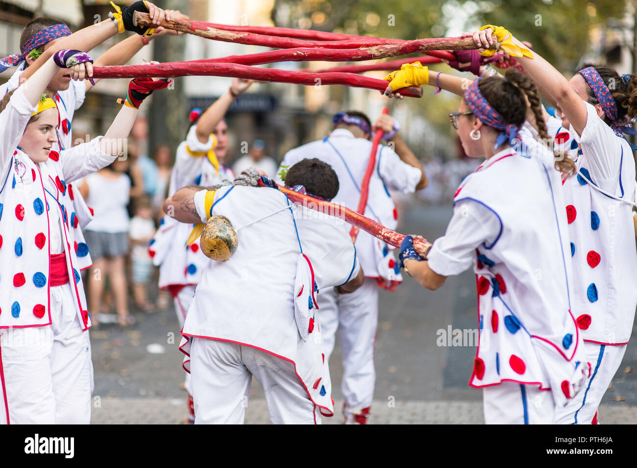 People performing for the Feta Major in Vilanova i la Geltru, Barcelona - Spain Stock Photo