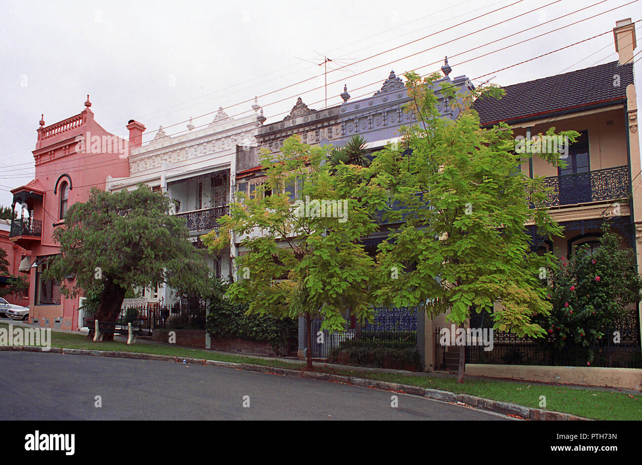 19th century terrace: Windsor Street, Paddington, Sydney, New South Wales, Australia Stock Photo