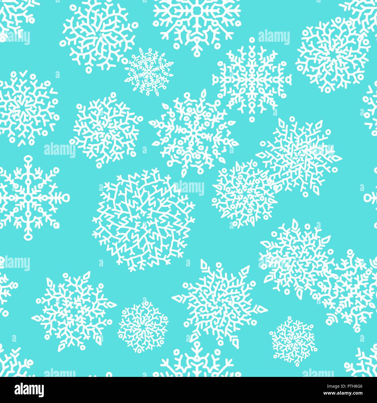Christmas seamless pattern with white snowflakes on blue background ...