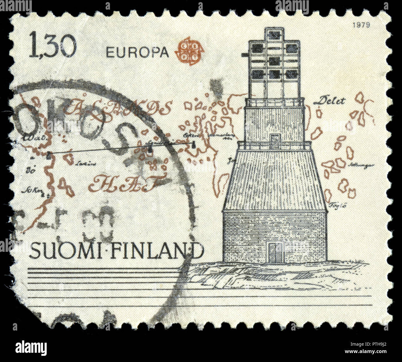 Postmarked stamp from Finland in the Europa (C.E.P.T.) 1979 - History of the Post series issued in 1979 Stock Photo